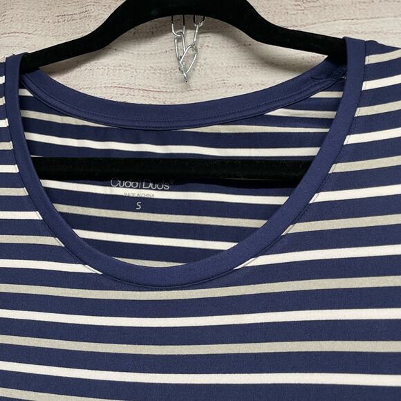 Cuddl Duds Flexwear Maxi Dress navy blue white stripes size S - Picture 14 of 14